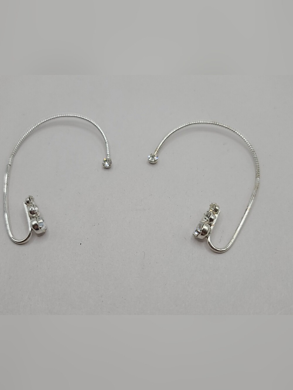 Rhinestone Silver Tone Ear Cuffs